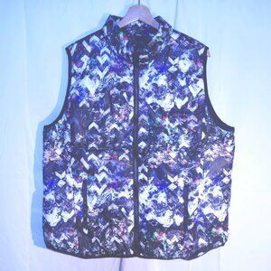 Tribal Multicolor Quilted Vest in Black, White & Blue Accents
